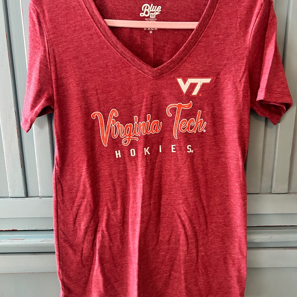 Blue 84 Virginia Tech Women's Red V-Neck Top